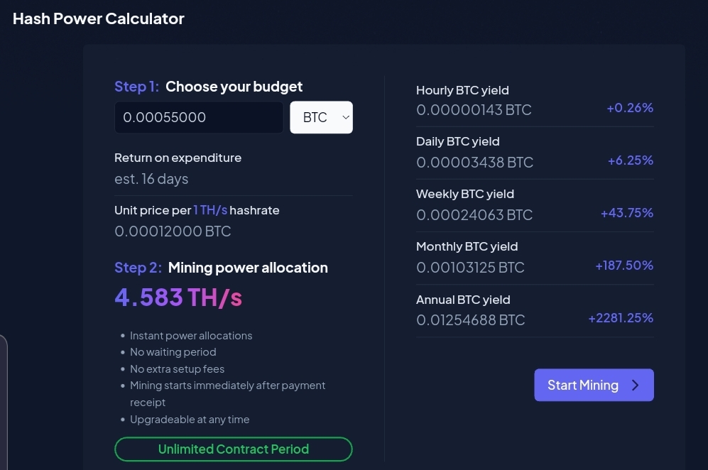 Avalonhash power calculator